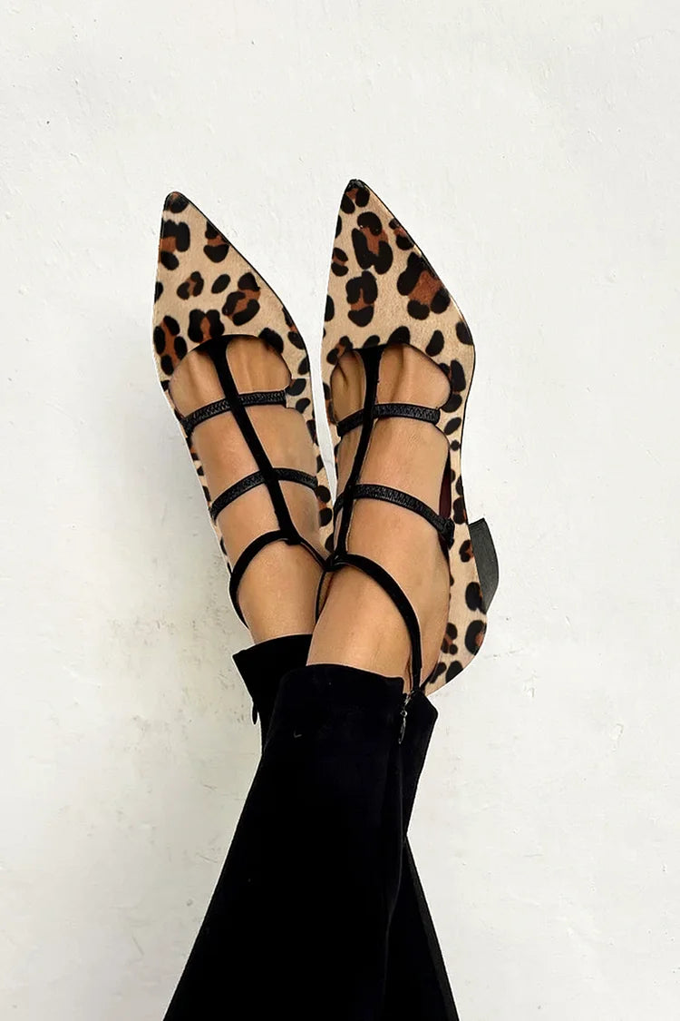 Bridget | Ballerine leopardate con cinturino e tacco