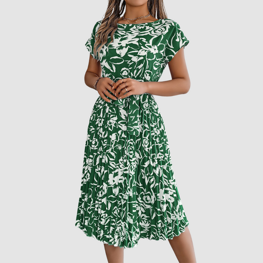 Rosie™ Elegant Floral Pleated Dress