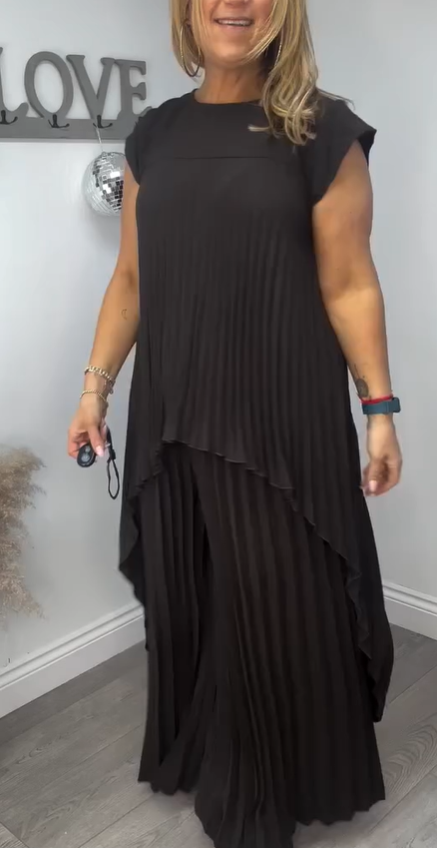 Sherry™ | Completo con top plissettato lungo e pantaloni ampi