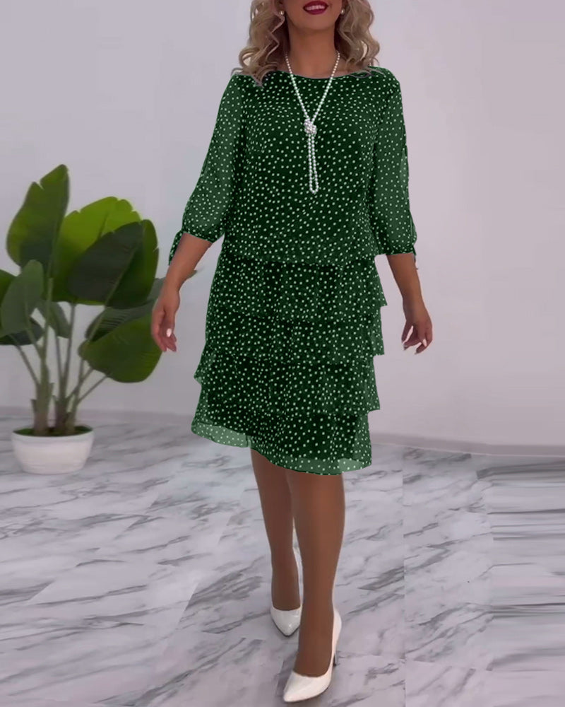 Claire™ Elegant Layered Polka Dot Dress