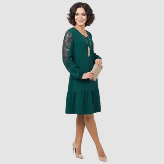Mina™ | Abito midi elegante con maniche in pizzo