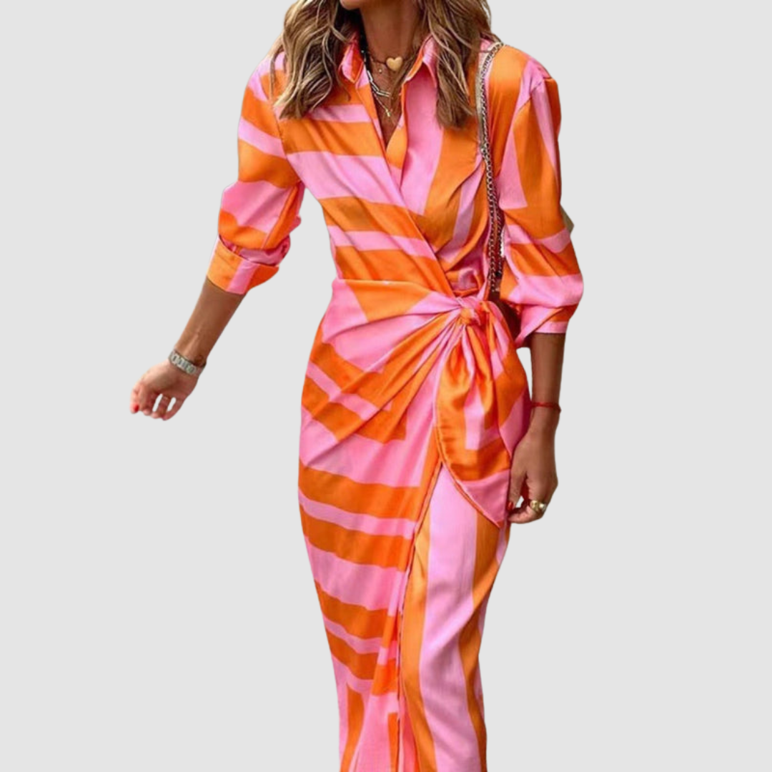 Cecilia™ | Abito midi elegante a righe