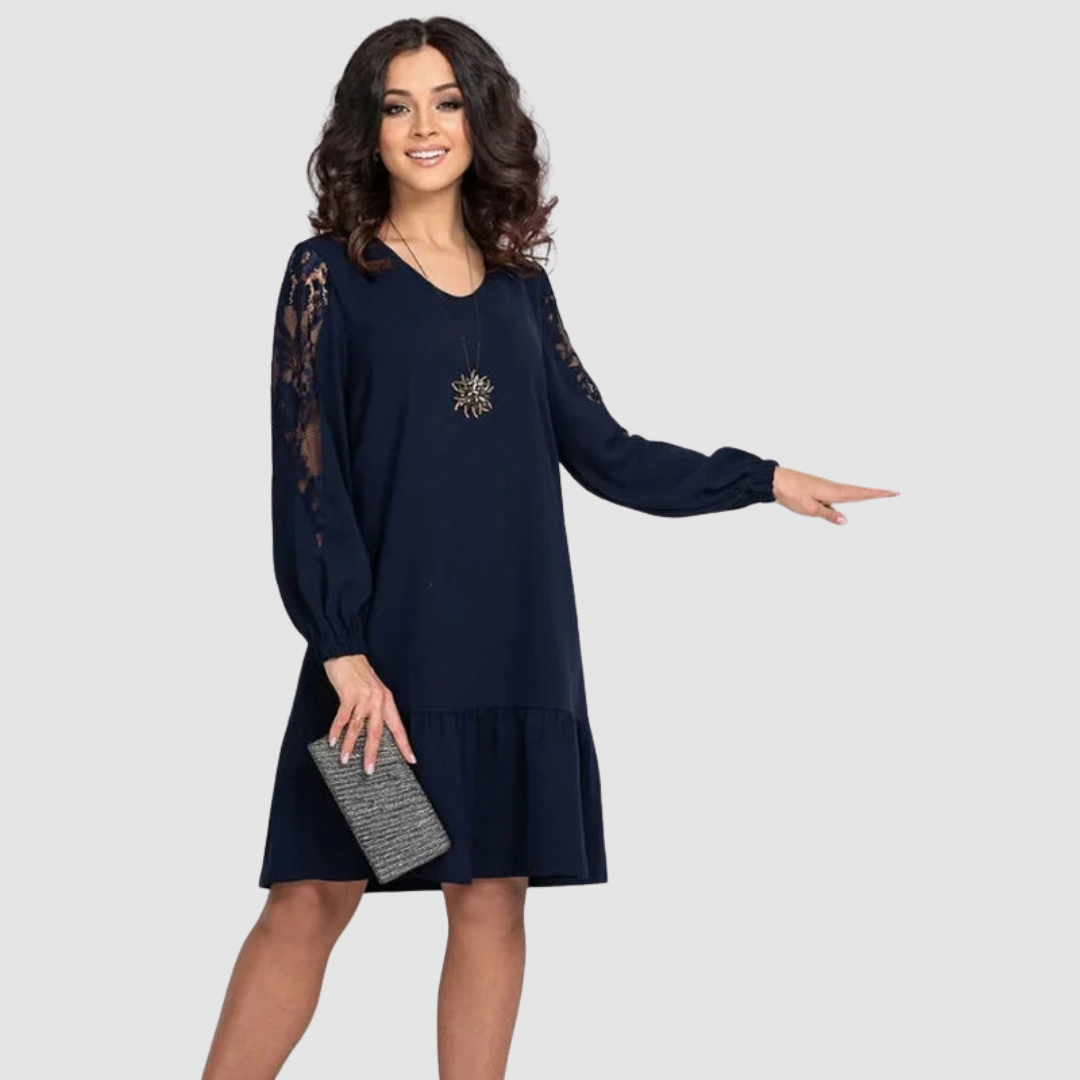 Mina™ | Abito midi elegante con maniche in pizzo