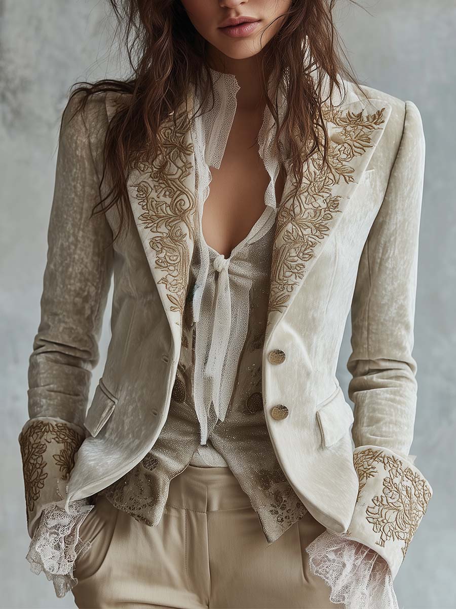 Bianca™ | Blazer Ricamato Avorio