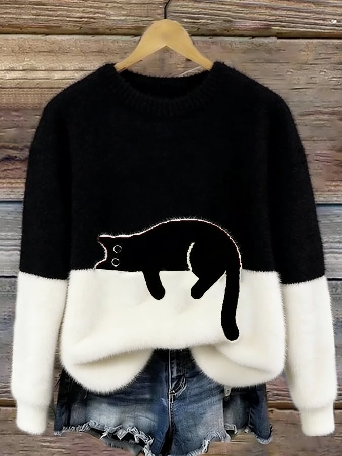 LUNA™ | Maglione Oversize Morbido con Gatto
