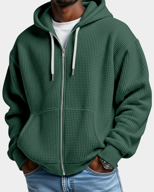 Carl | Felpa Oversize con Zip, Cappuccio e Tasca a Marsupio