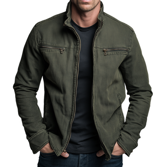 Giacca da Uomo in Cotone Stile Vintage - Con Zip e Vestibilità Casual