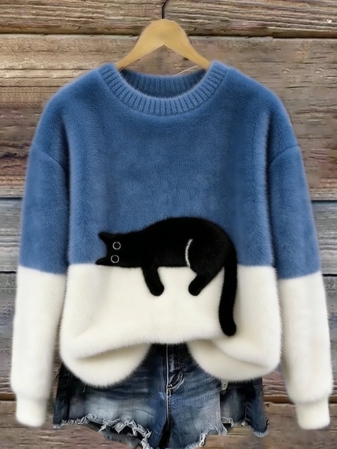 LUNA™ | Maglione Oversize Morbido con Gatto