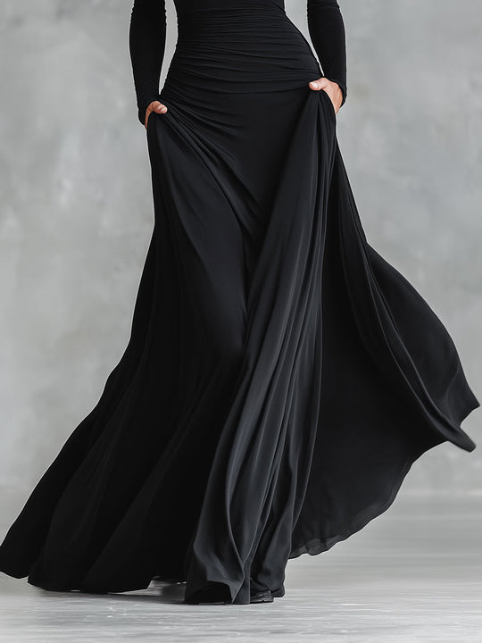 Rubi™ | Abito lungo con corpetto arricciato e scollo a barca