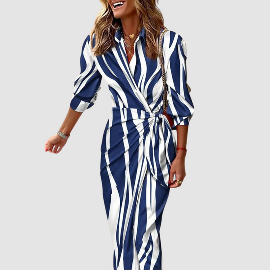 Cecilia™ | Abito midi elegante a righe