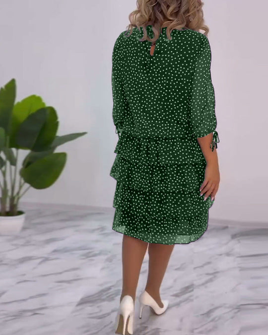 Claire™ Elegant Layered Polka Dot Dress