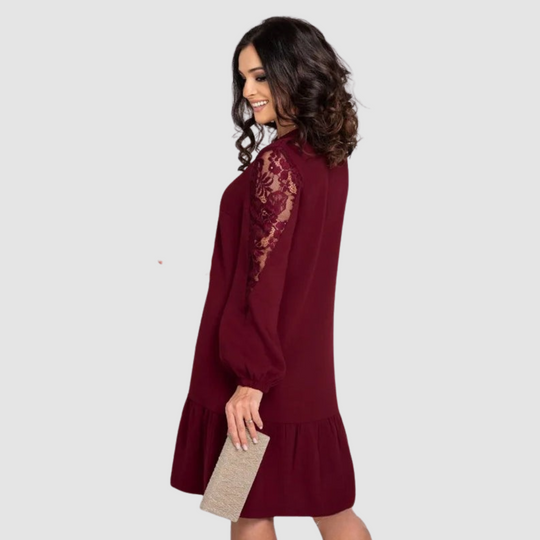 Mina™ | Abito midi elegante con maniche in pizzo