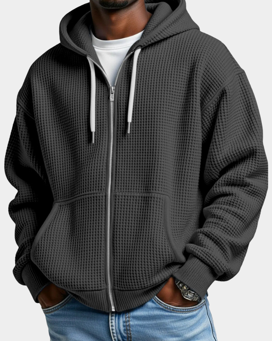 Carl | Felpa Oversize con Zip, Cappuccio e Tasca a Marsupio