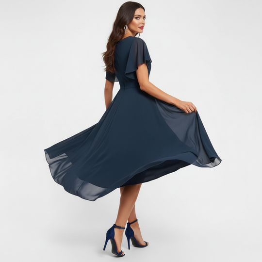 Clarissa™ | Abito lungo fluido con scollo a V
