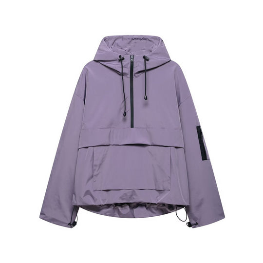 Anorak da Donna con Cappuccio e Mezza Zip