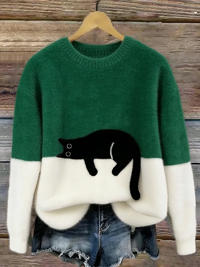 LUNA™ | Maglione Oversize Morbido con Gatto