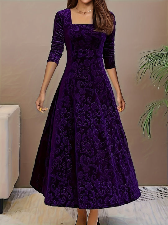 Nicola™ | Abito elegante in velluto con motivo floreale