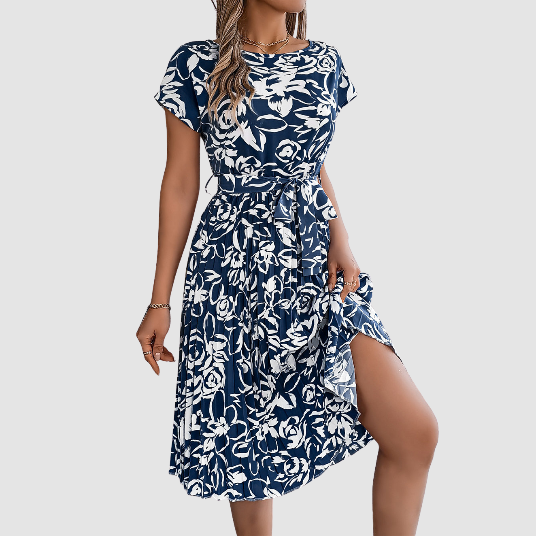 Rosie™ Elegant Floral Pleated Dress