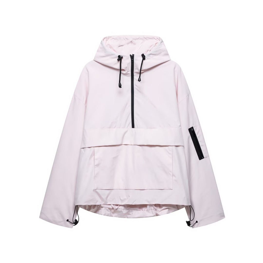 Anorak da Donna con Cappuccio e Mezza Zip