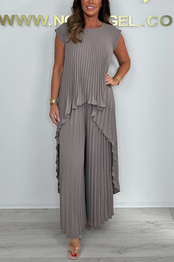 Sherry™ | Completo con top plissettato lungo e pantaloni ampi