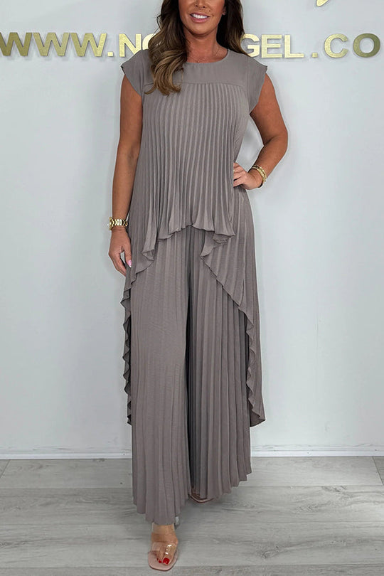Sherry™ | Completo con top plissettato lungo e pantaloni ampi