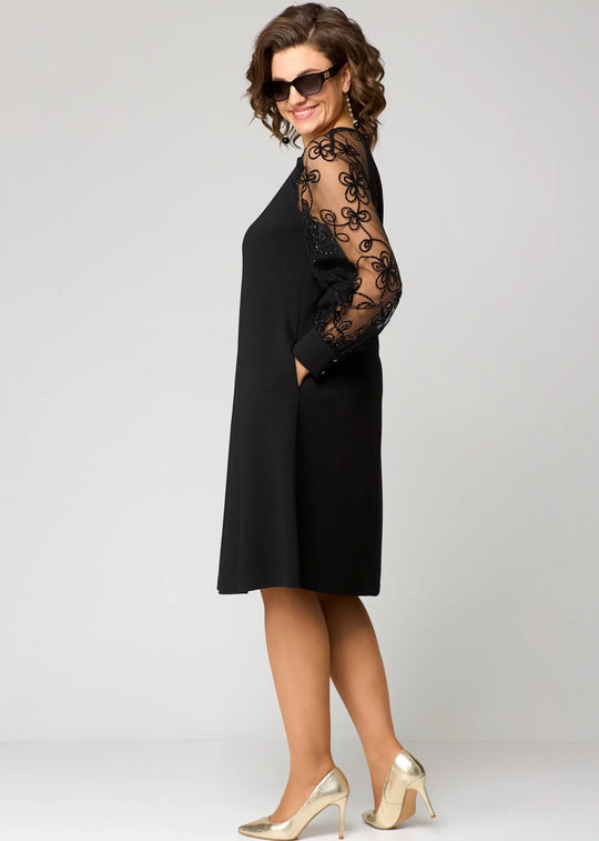 Edyth™ | Abito elegante con maniche in pizzo