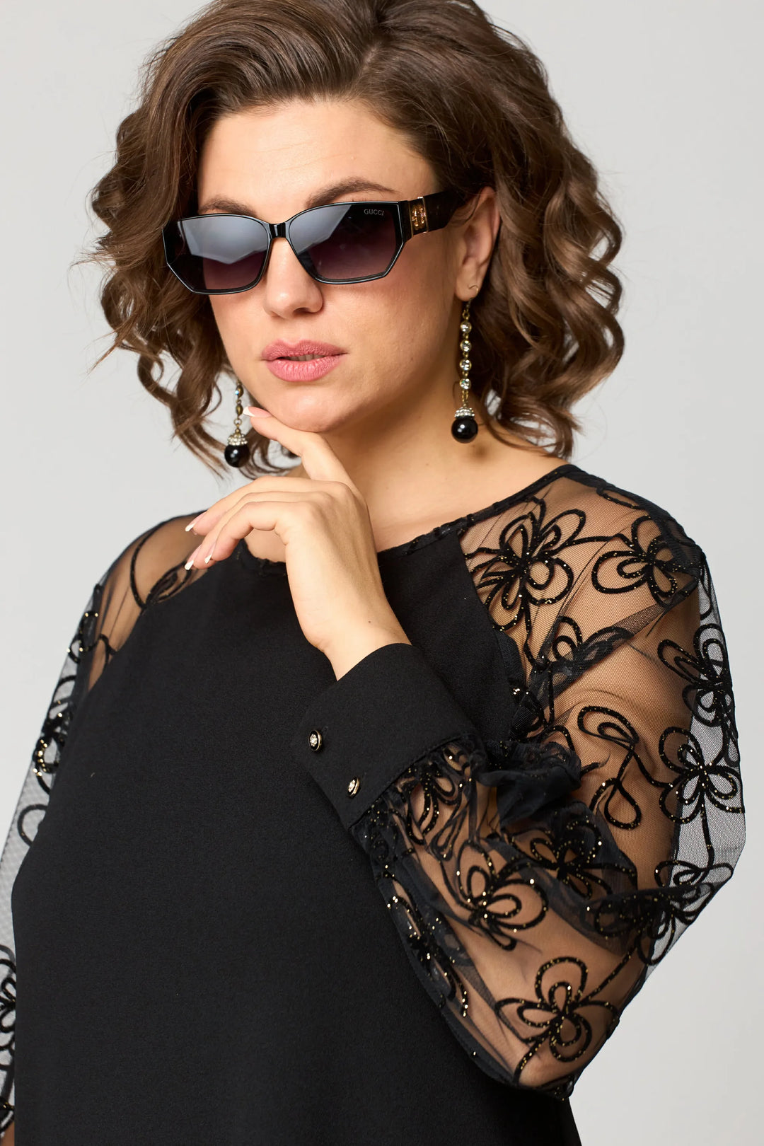 Edyth™ | Abito elegante con maniche in pizzo