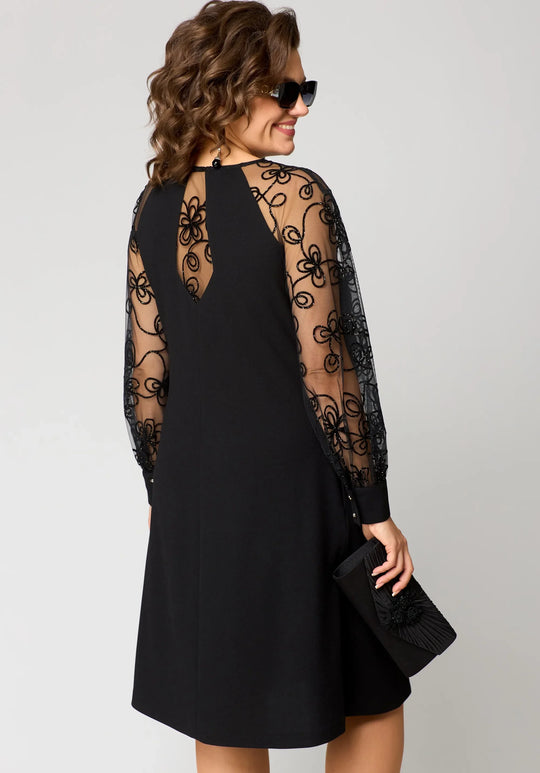 Edyth™ | Abito elegante con maniche in pizzo