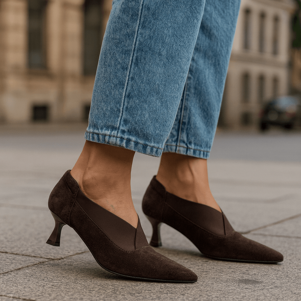 Luna | Scarpe con tacco effetto camoscio