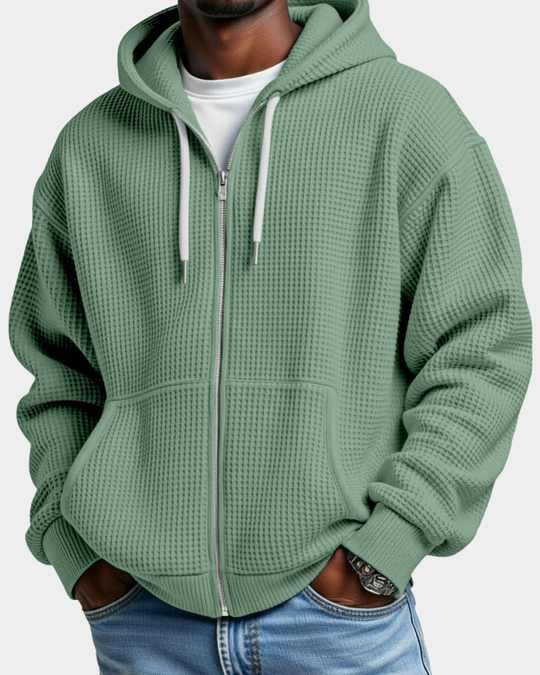 Carl | Felpa Oversize con Zip, Cappuccio e Tasca a Marsupio
