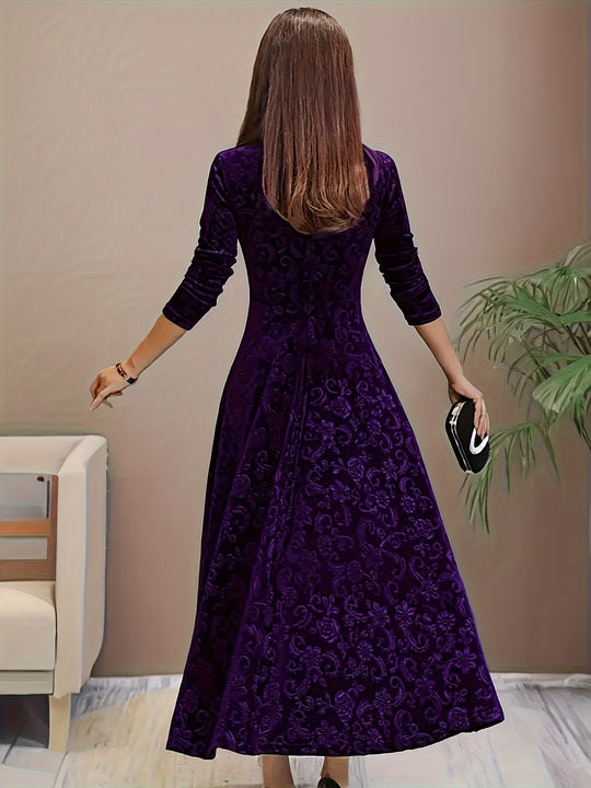 Nicola™ | Abito elegante in velluto con motivo floreale