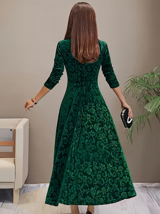 Nicola™ | Abito elegante in velluto con motivo floreale