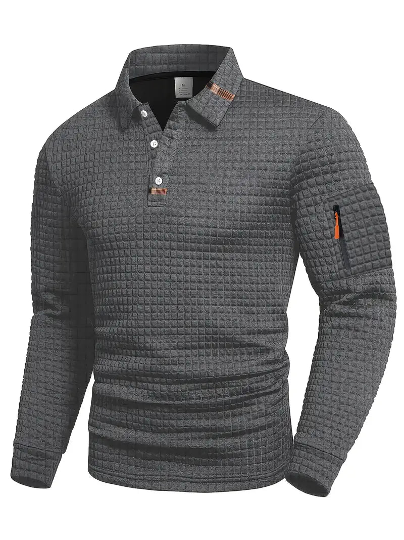 Polo Uomo a Maniche Lunghe con Taschino sulla Manica