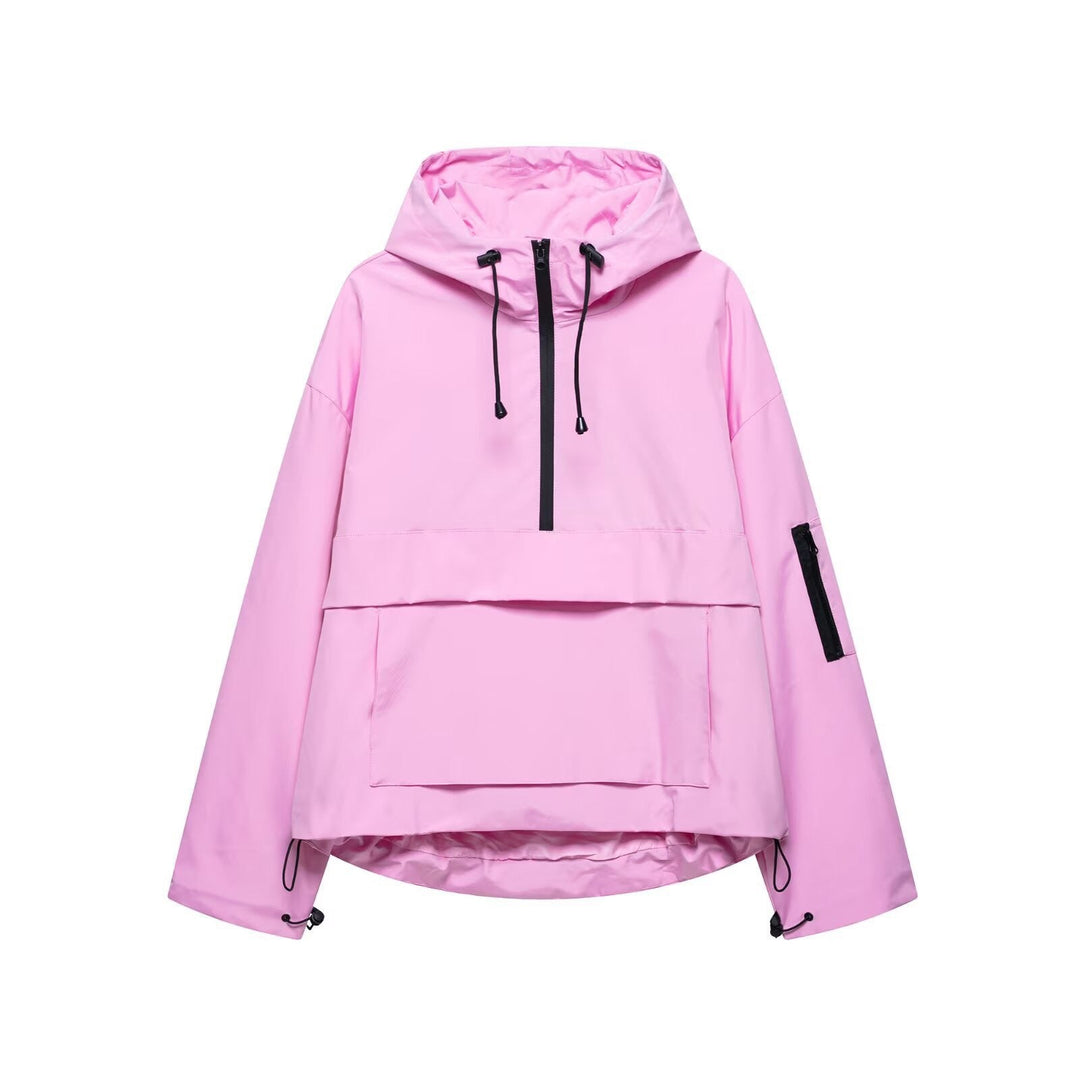 Anorak da Donna con Cappuccio e Mezza Zip