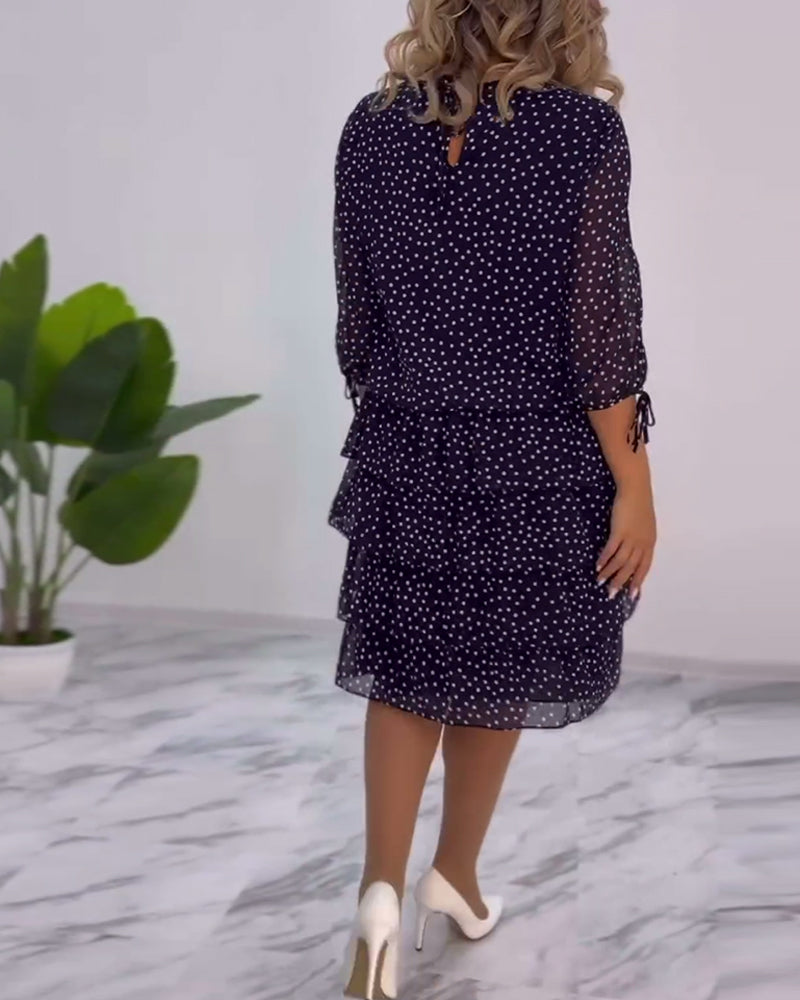 Claire™ Elegant Layered Polka Dot Dress