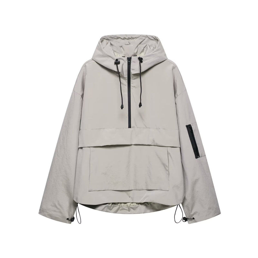 Anorak da Donna con Cappuccio e Mezza Zip