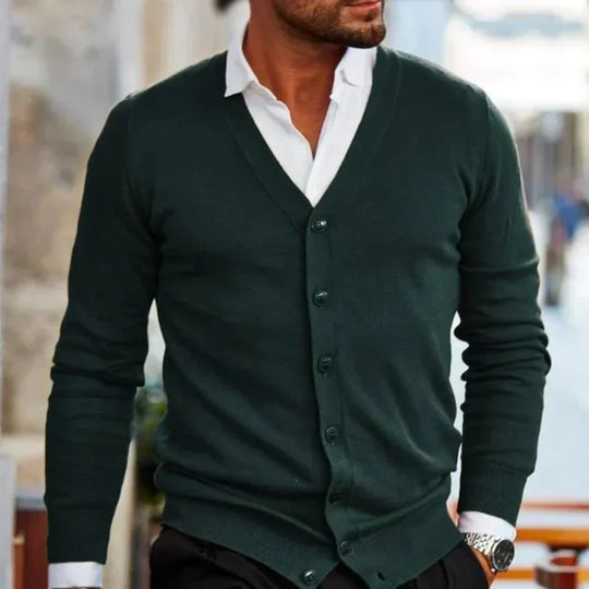 Cardigan Uomo in Cotone con Bottoni e Scollo a V