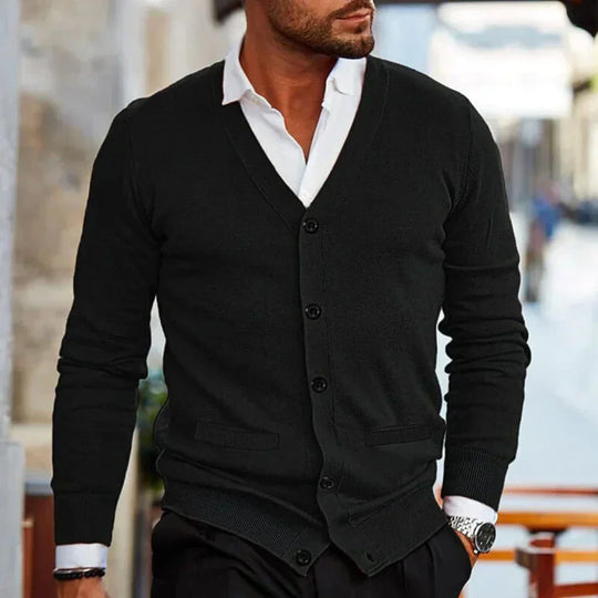 Cardigan Uomo in Cotone con Bottoni e Scollo a V