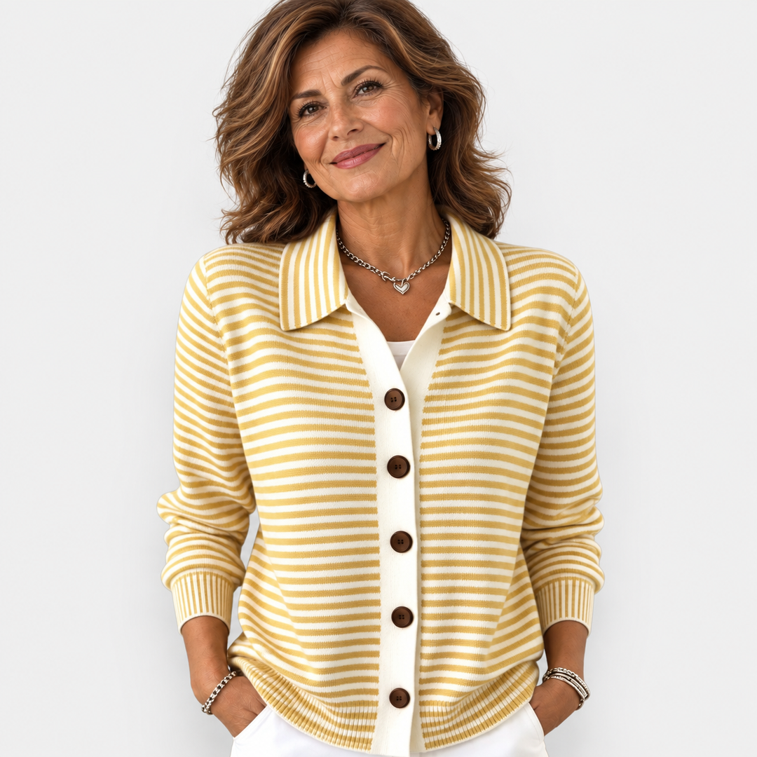 Lesley | Cardigan Elegante in Cotone a Righe