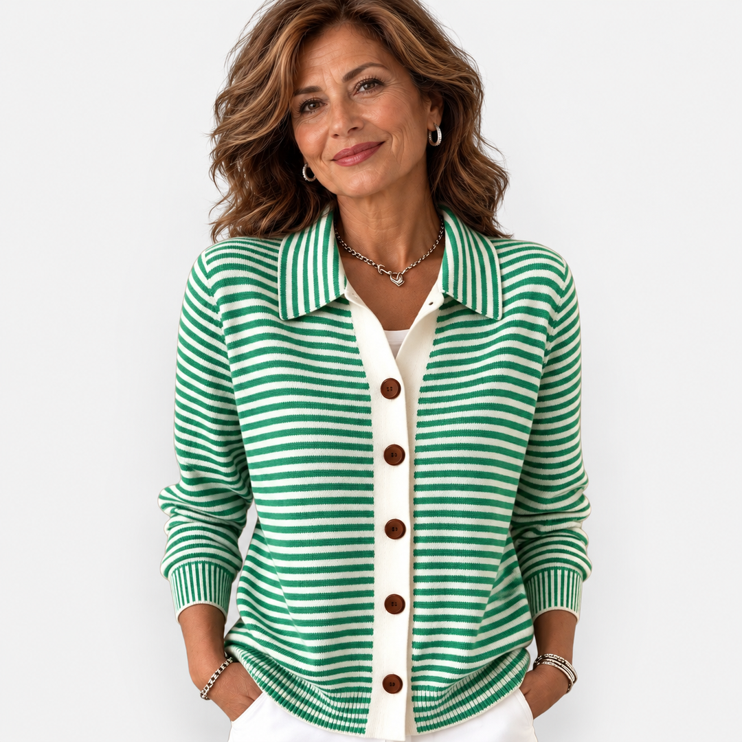 Lesley | Cardigan Elegante in Cotone a Righe