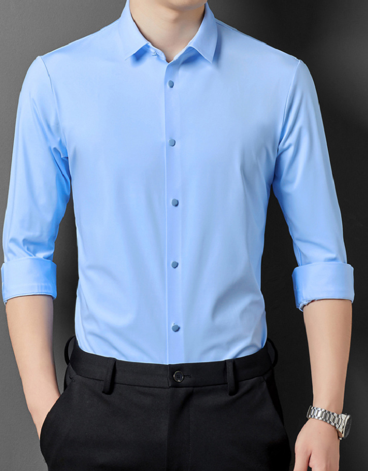 Camicia da uomo elasticizzata, traspirante e senza stiro