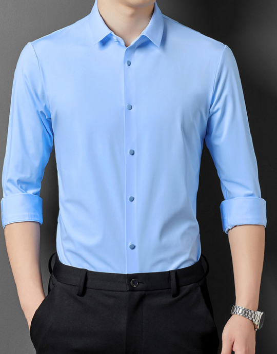Camicia da uomo elasticizzata, traspirante e senza stiro