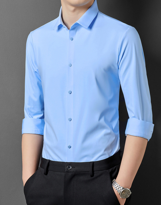 Camicia da uomo elasticizzata, traspirante e senza stiro