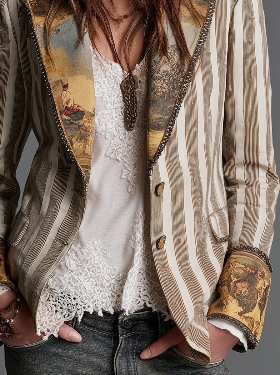Giulia™ | Blazer Boho a Righe