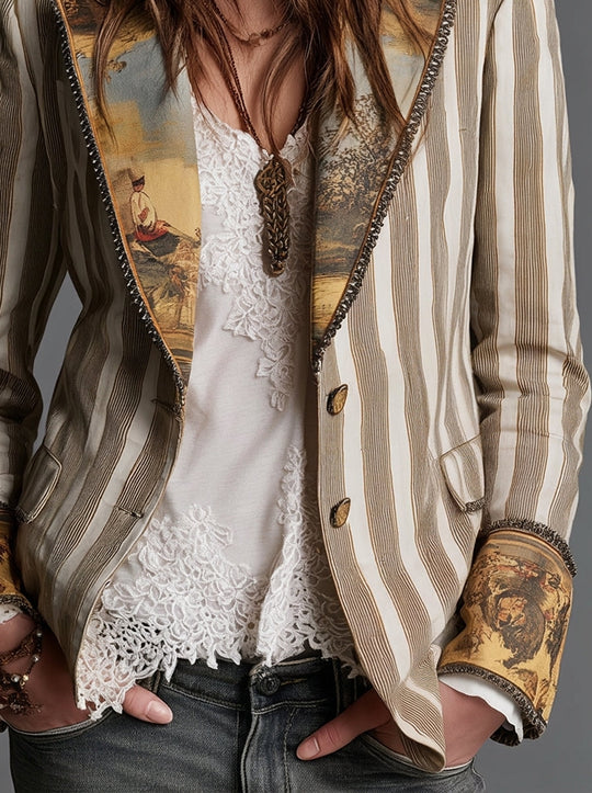 Giulia™ | Blazer Boho a Righe