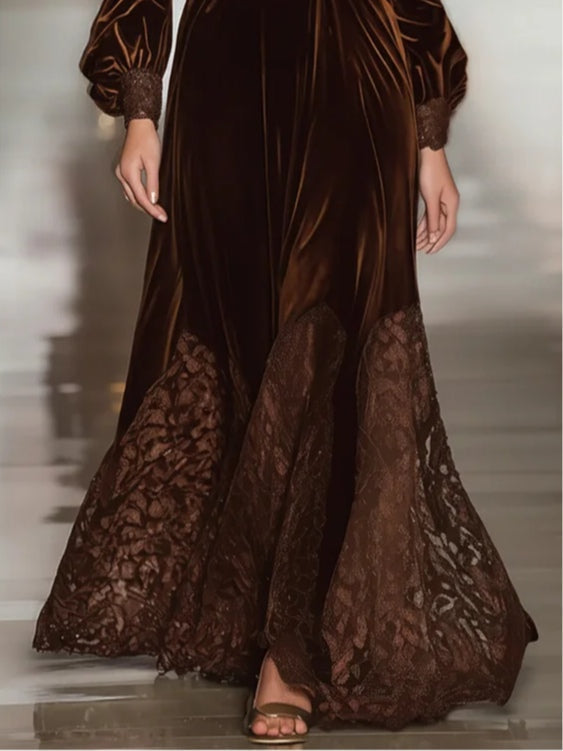 Serene™ | Abito lungo elegante con dettagli in pizzo