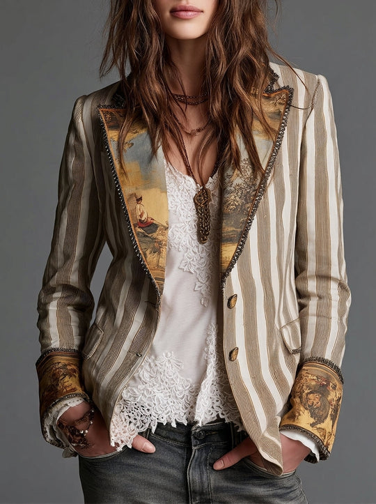 Giulia™ | Blazer Boho a Righe