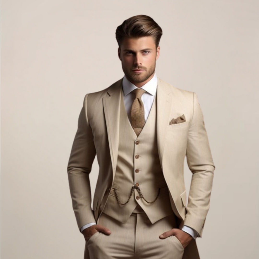 Completo da cerimonia uomo a tre pezzi con giacca, gilet e pantaloni