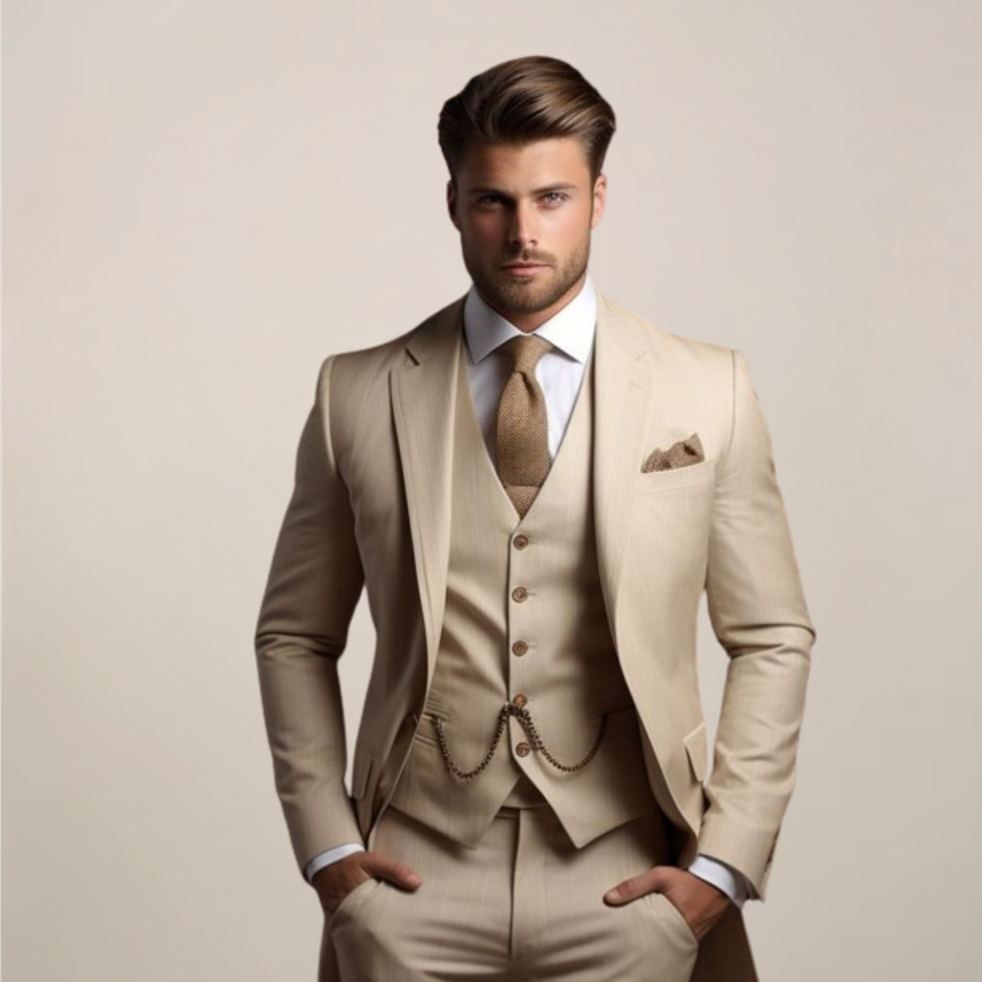 Completo da cerimonia uomo a tre pezzi con giacca, gilet e pantaloni