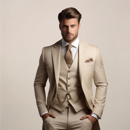 Completo da cerimonia uomo a tre pezzi con giacca, gilet e pantaloni